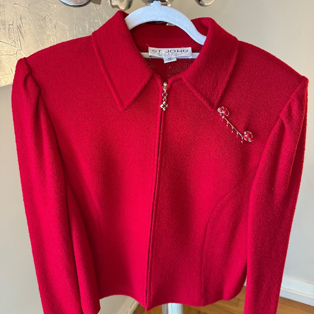 St. John Collection by Marie Gray Red Knit Jacket